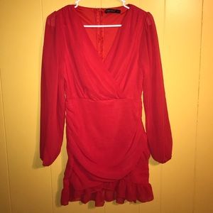 Red long sleeve dress